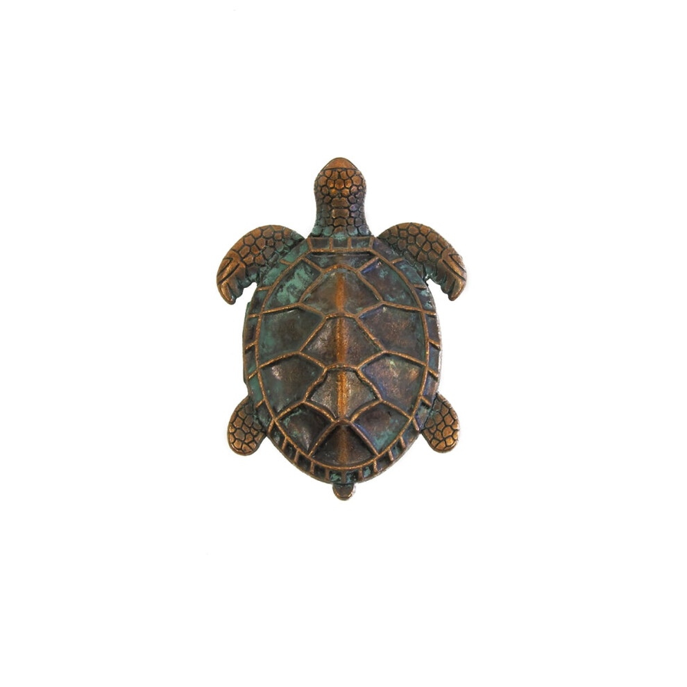 Verdigris Copper Sea Turtle Cabinet Door Dresser Drawer Pull Knob Kitchen Bathroom Nautical Hardware Ocean Decor 9173940152113