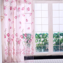 Delaman Colorful Tulips Print Tulle Curtains 100x200cm Sheer Drapes for Window, Balcony, Kitchen (Pink) compatible with home décor