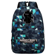 Minecraft rugzak, schoolrugzak, blauw geruit patroon ~ 7 -1