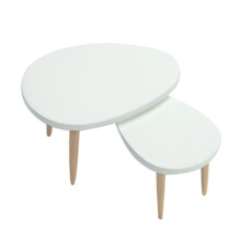 1 Set 1: 12 Puppenhaus-Dreieck-Couchtisch, Computertisch, Teeweiß