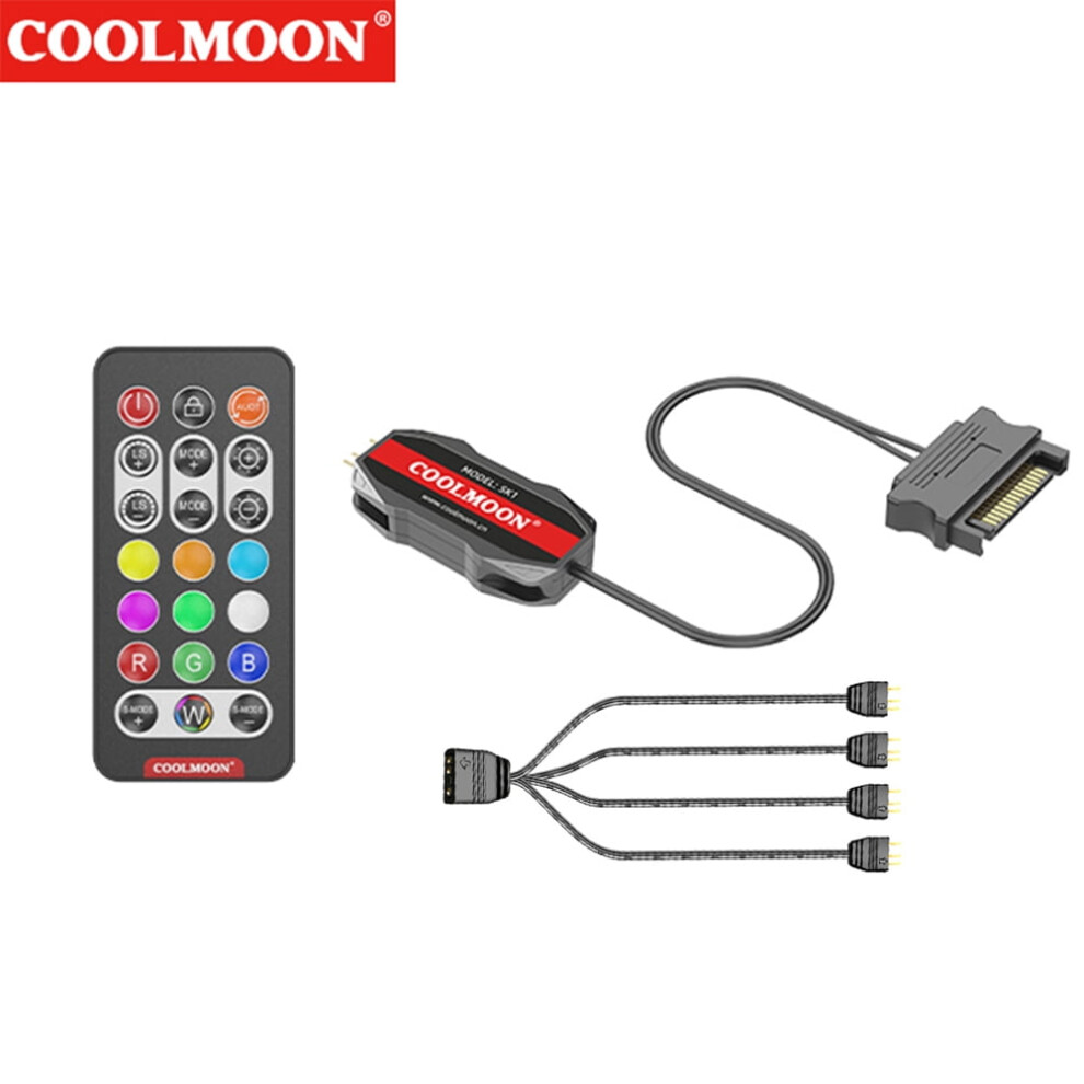 Jixopn Argb Controller Cable 5V 3Pin To Sata, 1 To 4 Hub Adapter With Mini Controller For Pc Fan Strip Sync, Compatible With Motherboard Led Light 9173940153141