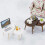 1Set1: Mesa de centro triangular para casa de muñecas, escritorio para computadora, mesa de té blanca 2