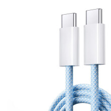 Cabo USB-C original de 1,5 m compatível com iPhone 15 Pro Max, iPad com carregamento rápido de 65 W e Samsung S23 S22, azul.
