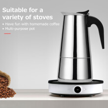Cafetière électrique, cafetière à filtre expresso en acier inoxydable compatible avec les cuisinières moka, tasse à café européenne portable