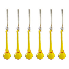 Uanit 6pcs 5.1" Glass Teardrop Christmas Ornaments, Crystal Clear Hanging Decor for Tree, Party, compatible with Christmas