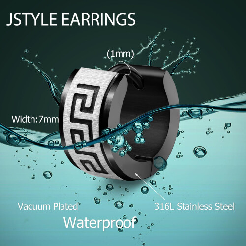 Jstyle3Pairs Σκουλαρίκια κρίκοι από ανοξείδωτο ατσάλι για άνδρες και γυναίκες, 1