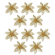 XIUH Decorazioni natalizie in offerta! Confezione da 10 decorazioni natalizie da appendere all'albero con fiori glitterati da 3,55 pollici (9 cm) in