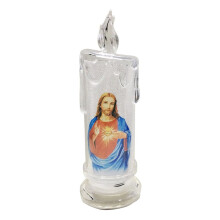 Luminária de mesa LED OOKWE para decoração de igreja cristã sem chama, estilo vela cristã.