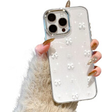 Bling Glitter3D Bowknot -suojakuori, yhteensopiva iPhone 14Pro:n kanssa, kimalteleva kristallinkirkas ohut pehmeä ja kestävä suojakuori, valkoinen