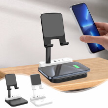 Staron15W trådløs oplader med natlys, 360 roterende, foldbar stander, kompatibel med tablets og mobiltelefoner (sort)