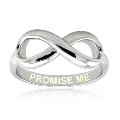 Tioneer Sterling Silver Promise Me CZ Graverad Infinity Ring