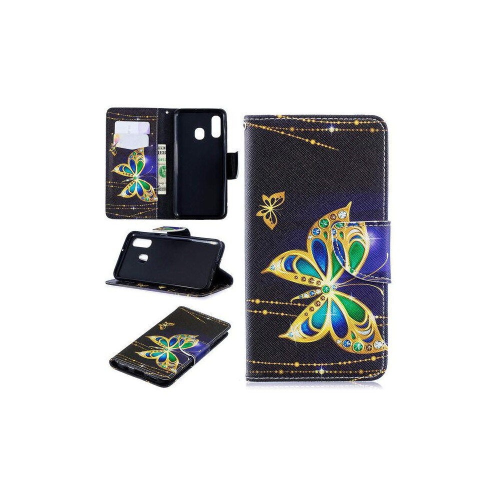 Wallet Case Compatible With Samsung Galaxy A40 Â Butterfly Gold 9482828458019