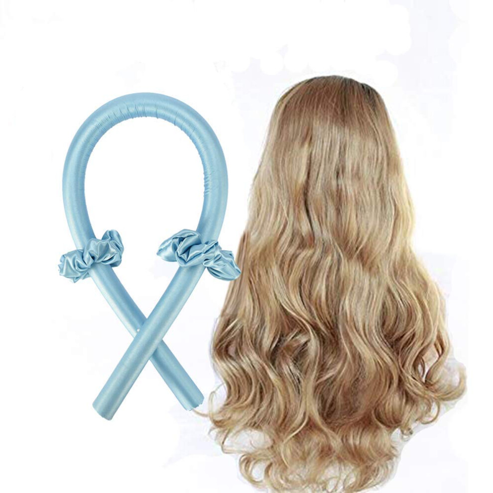 Blue Heatless Curling Ribbon Headband No Heat Silk Hair Rollers For Overnight Natural Curls