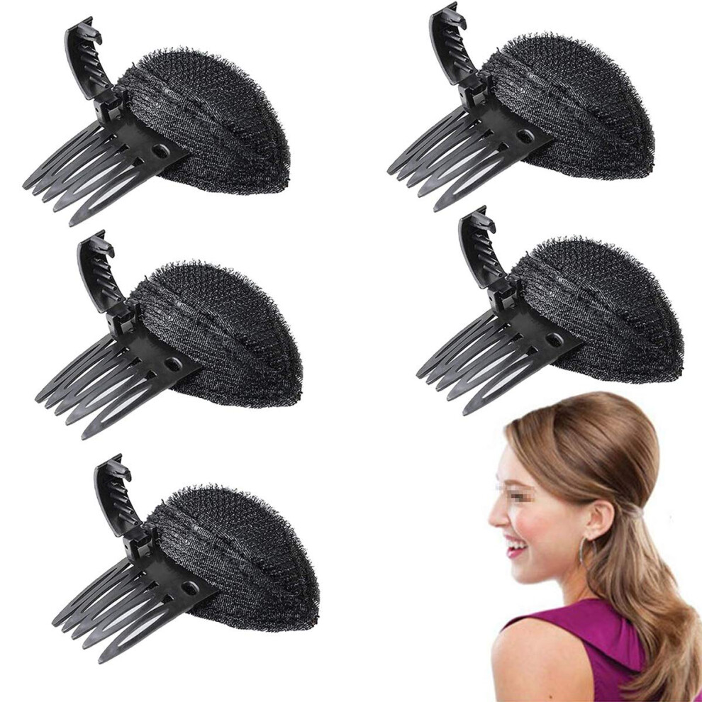 Hair Volume Insert with Clip Sponge Set for Women, Instant Crown Lift and Bangs Styling, 5pcs Black