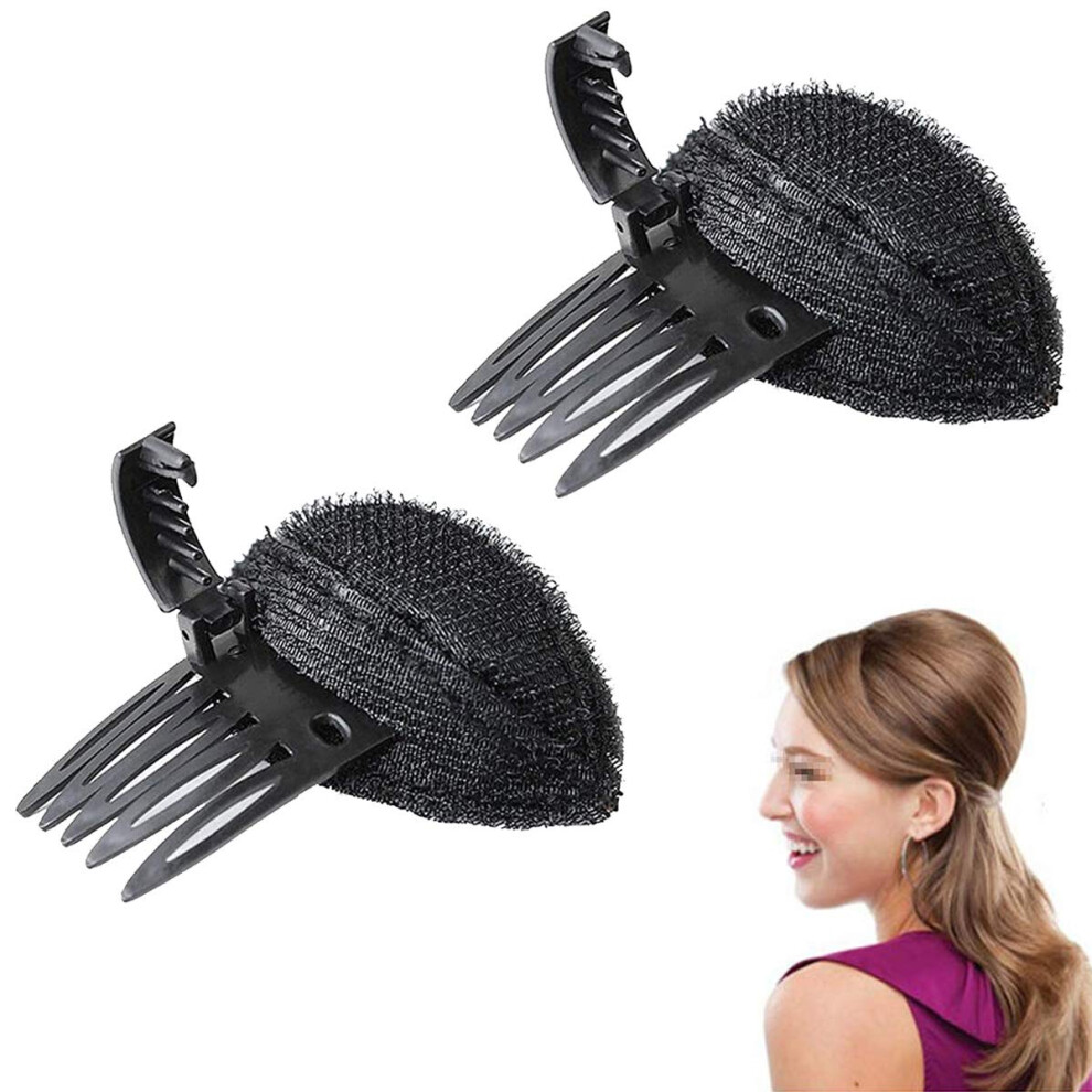 Hair Volume Insert and Hair Bump Tool Set for Instant Volume, Secure Clip, Bouffant Styling, Black