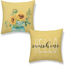 Zonneschijn kussenhoezen 18x18 cm, set van 2, oranje boho zon zonsondergang decoratieve sierkussenhoezen, compatibel met landelijke linnen buiten