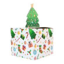 Tirelire de Noël, cadeau surprise à faire soi-même avec motif en carton, décoration de fleurs artificielles, compatible avec le support cadeau de