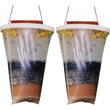 2-Pack Fly Trap Outdoor Hanging Fly Catcher, Disposable Ranch Fly Trap Catcher Bag with Fly Bait, Fly Killer Repeller