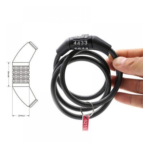 Security Bike Lock 4 Digit Resettable Combination Cable Lock for Bicycle 2