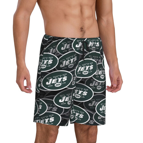 NYJ_Jets Ανδρικό Κοντό Παντελόνι Πιτζάμας με Αθλητικό Λογότυπο Ομάδας Ποδοσφαίρου 1