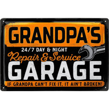 Grandpa's Garage Sign12x8" - "If Grandpa Can't Fix It" Metal Plaque, Workshop & Garden Decor, Compatible with Grandpa's Garage