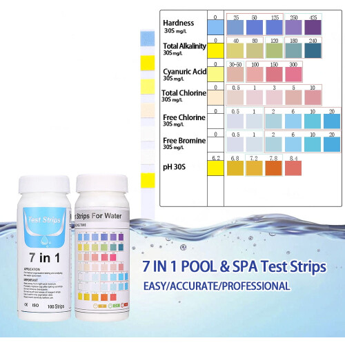 7-in-1 Pool and Spa Test Strips, 100 Piece Pack 1