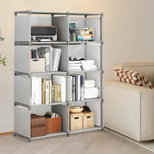 Étagère portable WSYW, double rangée, 4 niveaux, rangement assemblé, bibliothèque verticale pour chambre ou salon, unité de rangement pour
