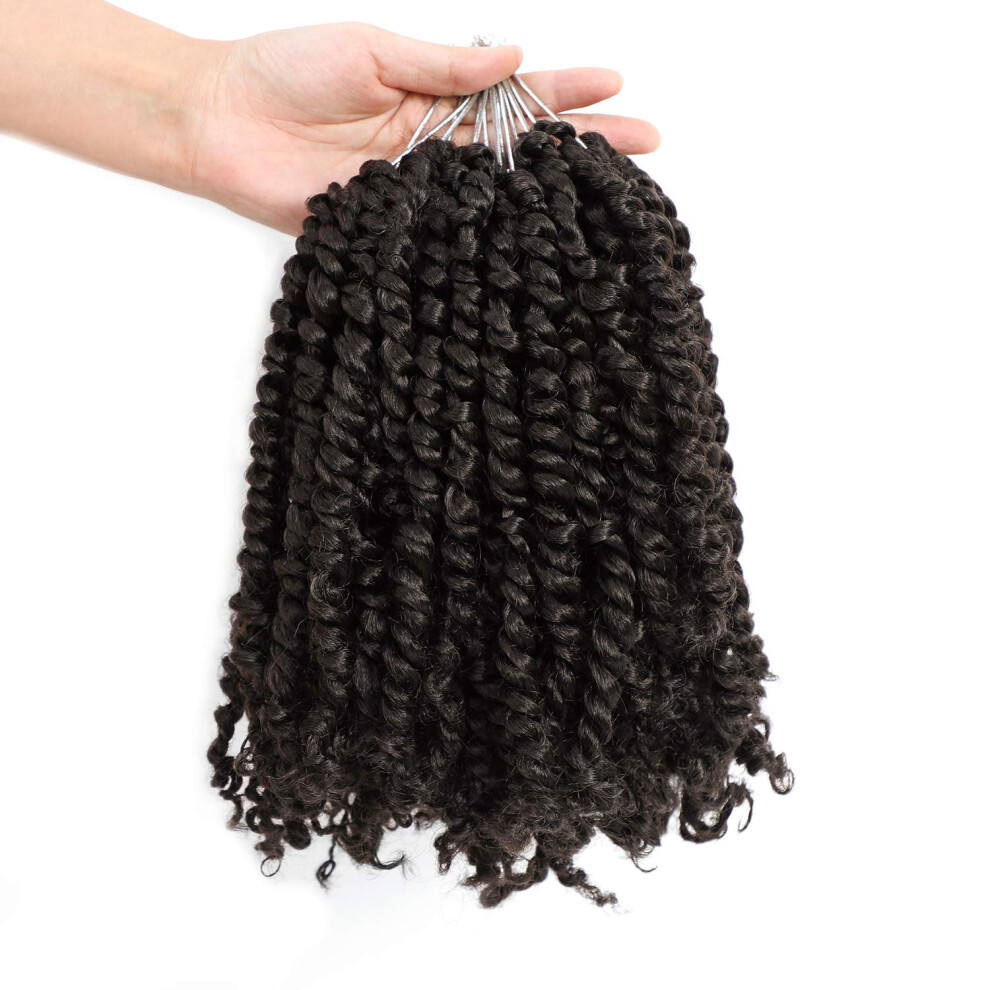 Unisex Black 8 Inch Ombre Passion Twist Crochet Hair 8 Packs Short Prelooped Braids For Fast Installation
