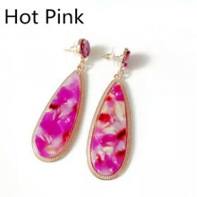 RSAMD Tortoise Shell Long Teardrop Stud Drop Earrings in Gold Tone for Women Jewelry-Hot Pink
