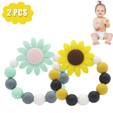 HAOAN Baby Bijtring Siliconen Baby Bijtspeeltjes voor Baby's vanaf 3 maanden, 2 stuks, Geschikt voor de vriezer & BPA-vrij