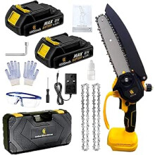 Mini Chainsaw Cordless 6-Inch, 21V Battery Powered, 300W Brushless Electric Saw for Tree Trimming, DIY & Garden Maintenance