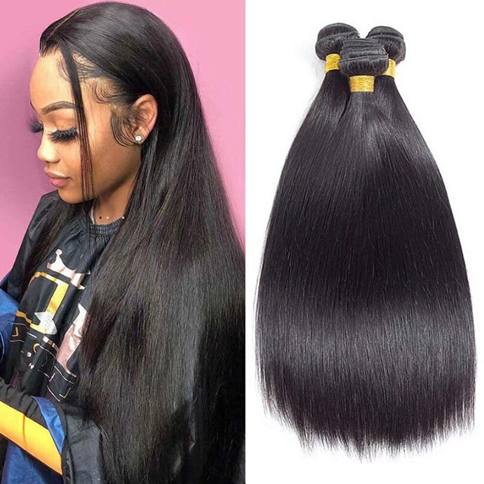 Unisex 10A Brazilian Virgin Hair Bundles Straight Remy Human Hair Extensions 16 18 20 Inch