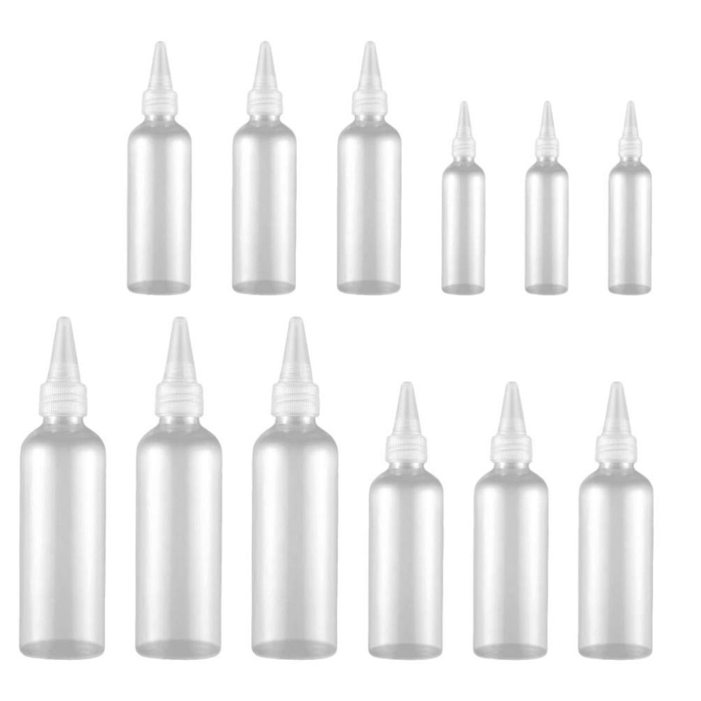 20pcs Empty Squeeze Bottle Travel Lotion Hair Color Applicator Transparent