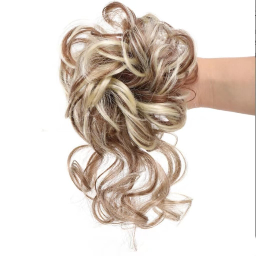 Unisex Messy Bun Hair Piece With Wavy Curly Synthetic Chignon For Women, Instant Volume Boost Updo (Am4112h613)