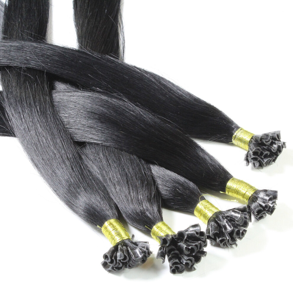 Unisex Black Indian Remy Human Hair Extensions 40Cm U Tip Keratin Bonds For Seamless Volume And LongâLasting Wear