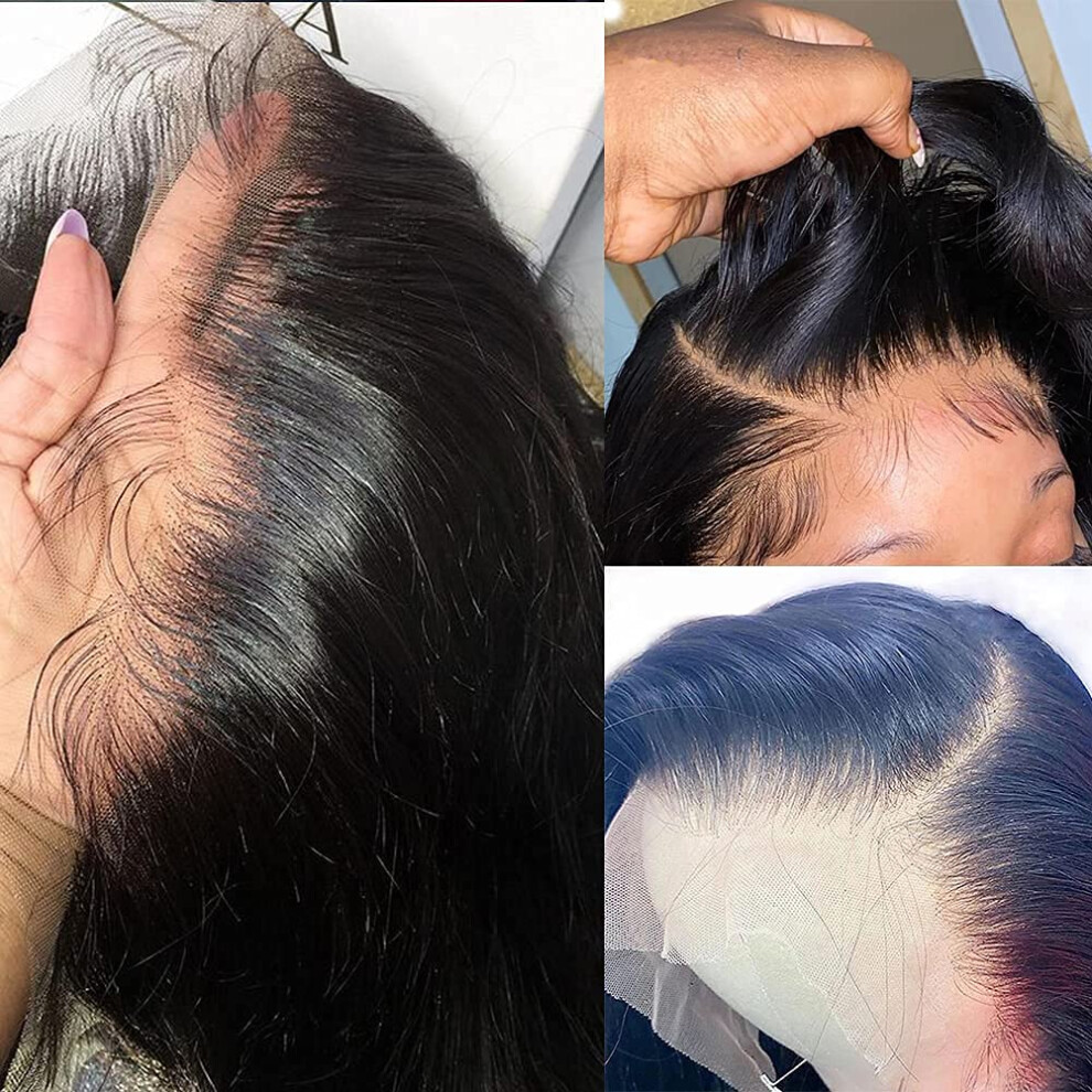 Unisex Hd Lace Front Wig 13X6 Transparent Glueless Preplucked Brazilian Straight Virgin Human Hair 20 Inch