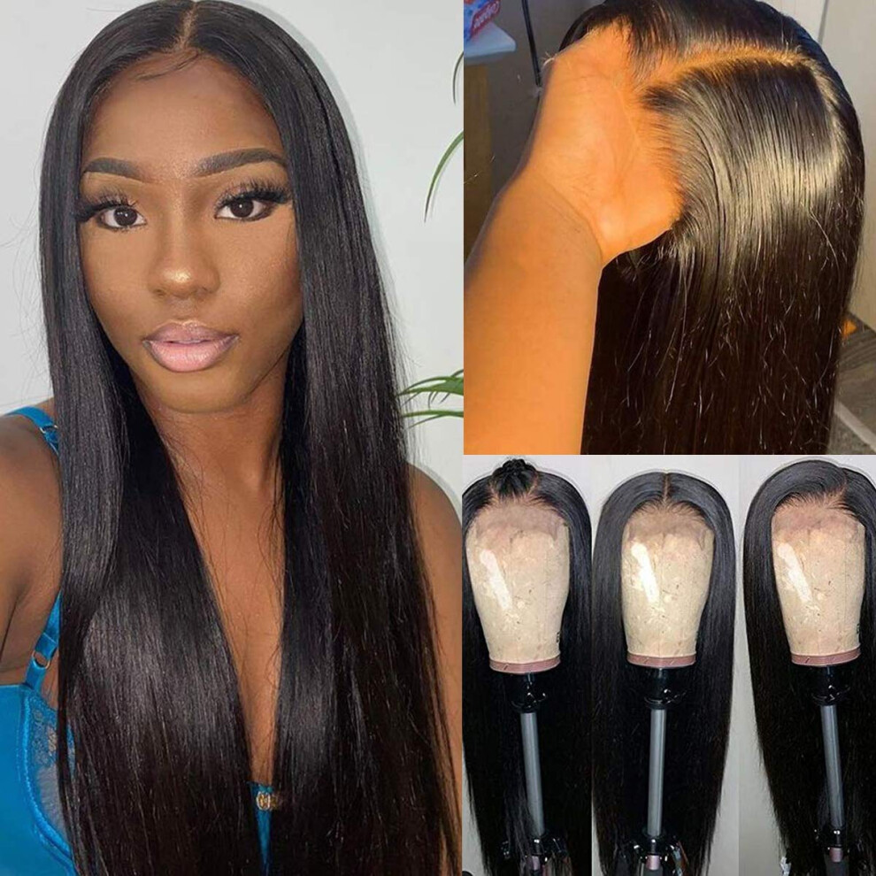 Brazilian Virgin Straight Human Hair Wig 22 Inch Glueless Natural Hairline 150 Density for Women