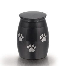 Cremation Urn Necklace for Ashes Stainless Steel Pet Memorial Jewelry Dog Paw Print Keepsake Black 25mm