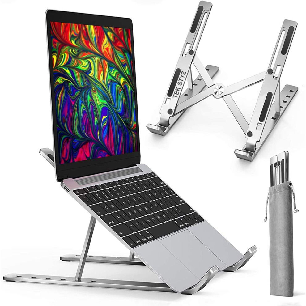 Adjustable Laptop Stand And Tablet Holder With Ergonomic Height, Antislip Pads, Heavyduty Support, Silver 9365369343818