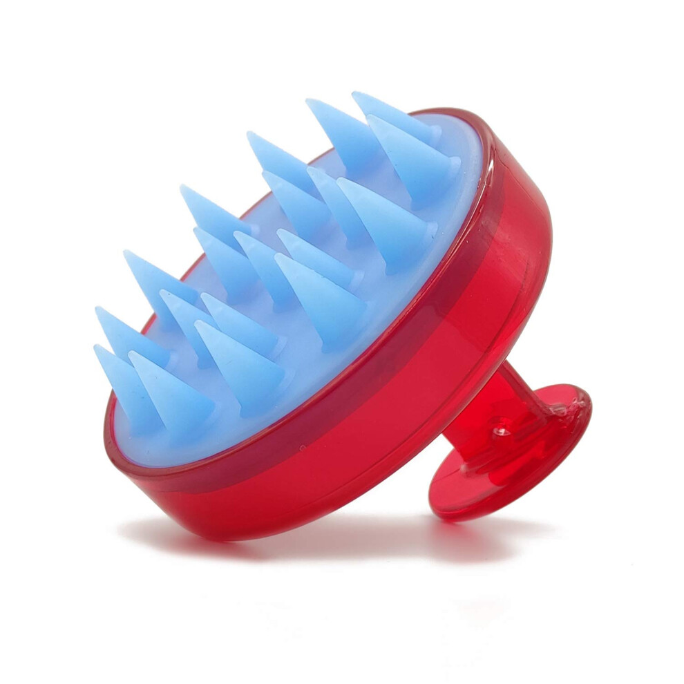 Unisex Red Silicone Scalp Massager Shampoo Brush For Wet And Dry Hair With Gentle Deep Cleanse Â