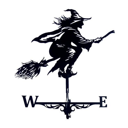 Μεταλλικά ανεμοδείκτες Adifare Black Witch Shape Weathercock 75x40cm Δείκτης κατεύθυνσης ανέμου 1