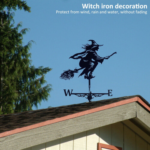 Μεταλλικά ανεμοδείκτες Adifare Black Witch Shape Weathercock 75x40cm Δείκτης κατεύθυνσης ανέμου 2