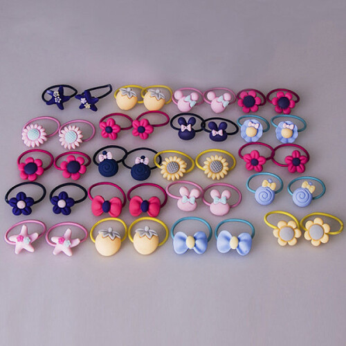 Conjunto de 5 elásticos de cabelo infantis multicoloridos, tamanho único. 1