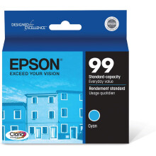Cartouche d'encre cyan EPSON99Claria haute définition, capacité standard (T099220-S) Compatible avec les imprimantes Artisan-700, 710, 725, 730,