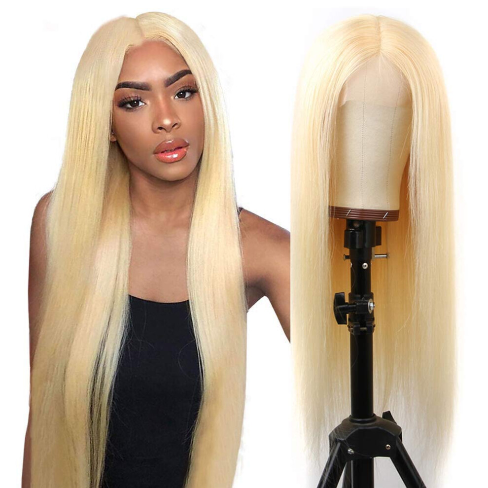 Unisex 613 Blonde Lace Front Human Hair Wig Straight Virgin Brazilian Hair Pre Plucked Natural Hairline