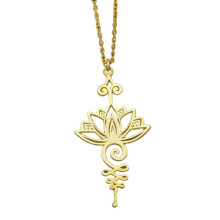 Collana classica ed elegante in metallo con ciondolo geometrico a forma di loto, stile Han, per ragazza.
