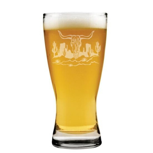 Ποτήρι μπύρας Pilsner 15oz Δώρο Κρανίο αγελάδας Κάκτος Σκηνή Western της ερήμου