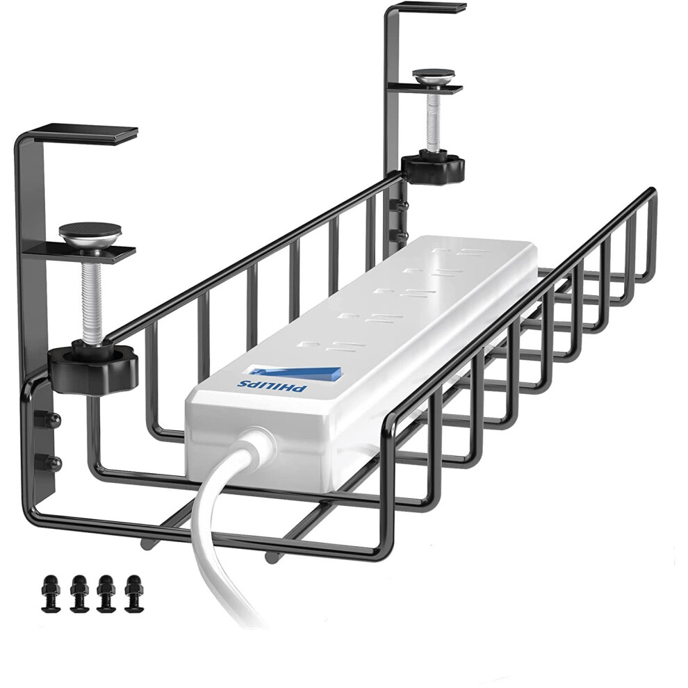 Under Desk Cable Management Tray Nodrill Clampon Metal Organizer, Rustresistant Wire Rack For Office Desk 9164114975508