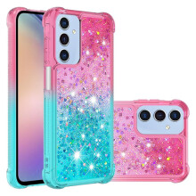 Capa SKALO compatível com Samsung A16, com estampa de corações e areia movediça em TPU - Multicolorida Rosa-Turquesa