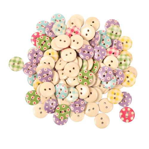 YINKUU500PCS Ξύλινο Κουμπί Πολλαπλών Χρήσεων Μοντέρνο Βασικό Χρώμα Βάσης με 2 Τρύπες